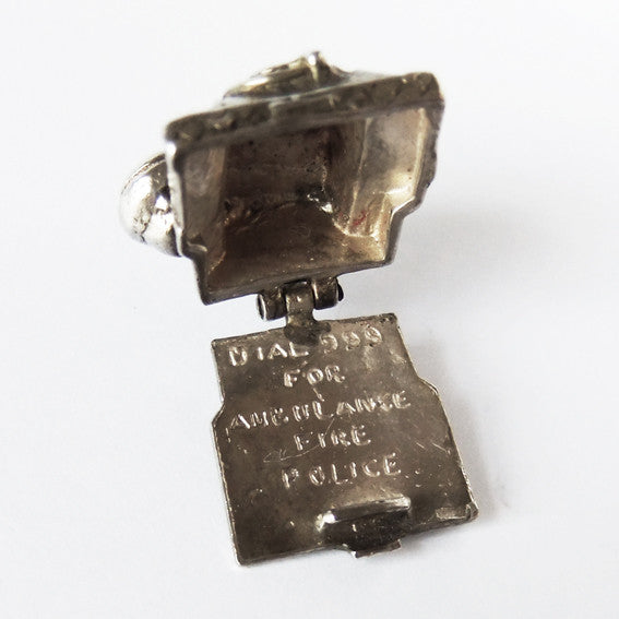 Vintage silver opening telephone charm pendant