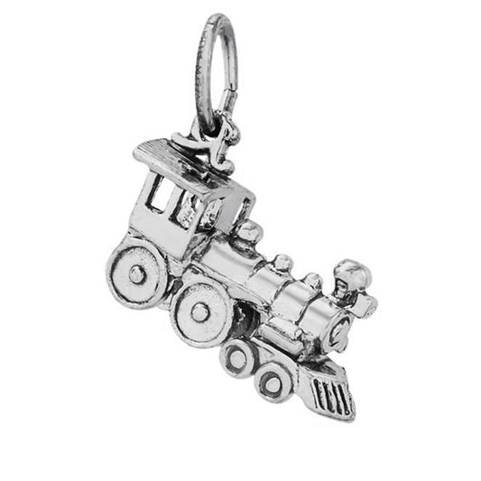 Locomotive train charm sterling silver 925 or gold pendant