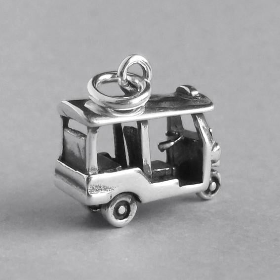 Tuk tuk rickshaw sterling silver Asian taxi pendant