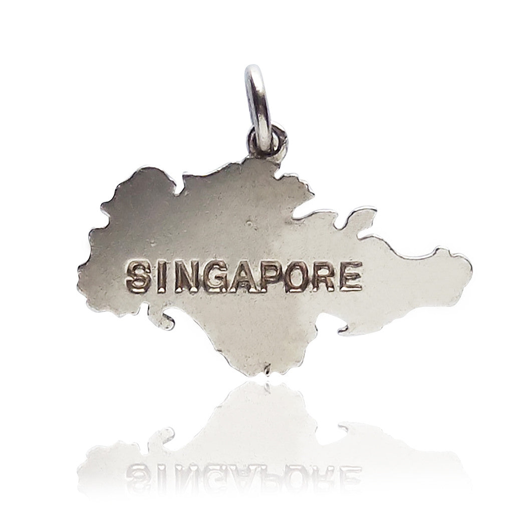 Vintage Sterling Silver Singapore Map Charm | Silver Star Charms