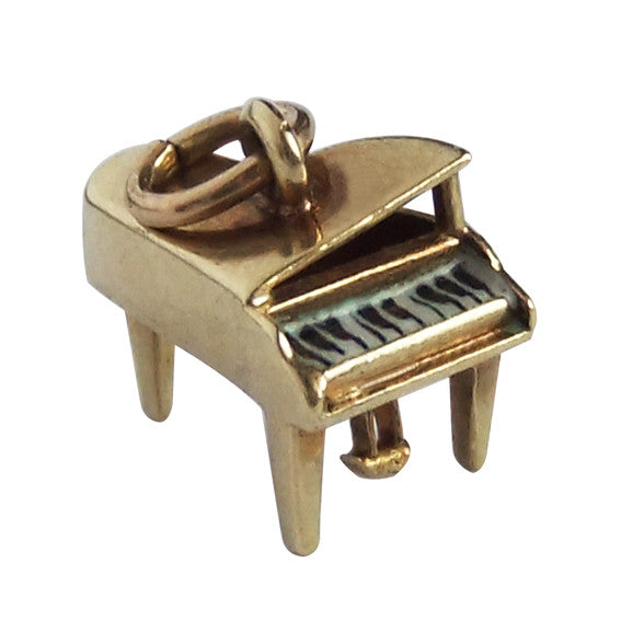 Vintage 14k Gold and enamel grand piano charm by Sloane & Co.