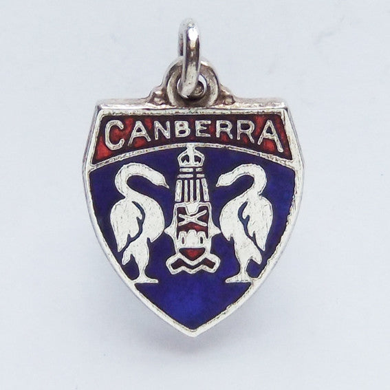 Vintage Canberra travel shield charm