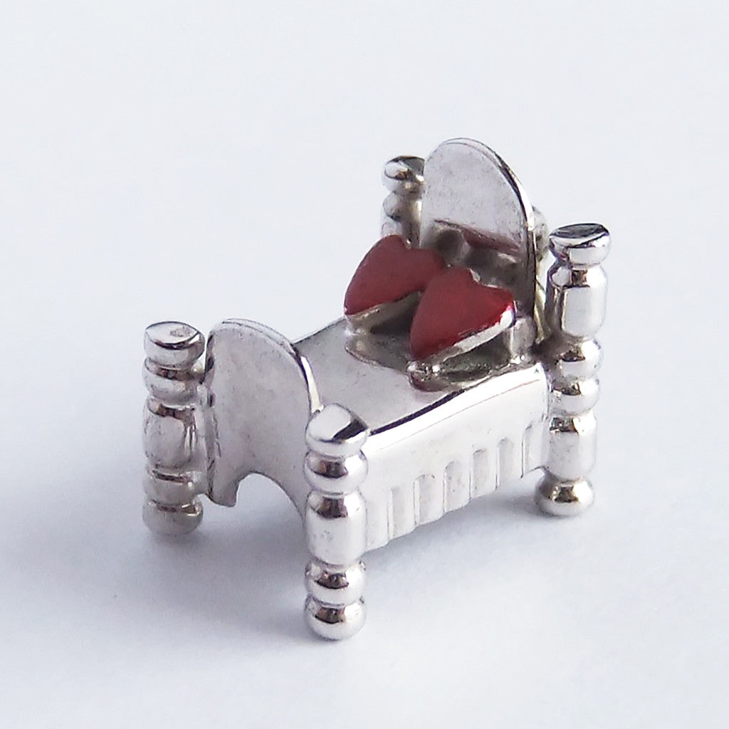 Vintage Bed and Love Hearts Charm by JMF | Silver Star Charms