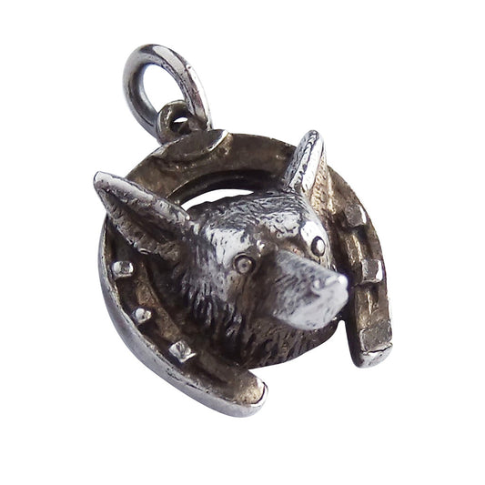 Vintage Sterling Silver Fox Head Horseshoe Charm | Silver Star Charms