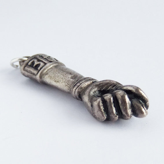 Vintage lucky figa fist charm 800 silver pendant