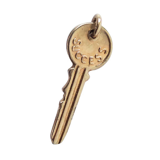 Vintage key charm love success 10k gold pendant