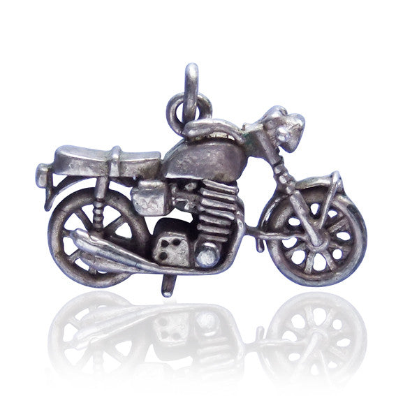 Vintage 835 Silver Motorcycle Charm Pendant