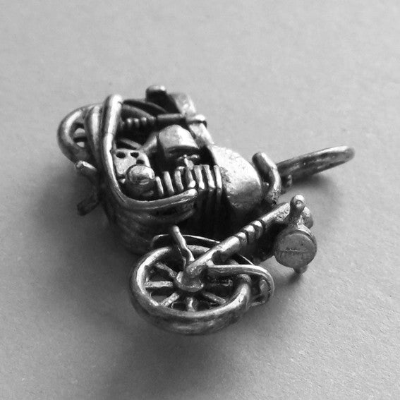 Vintage 835 Silver Motorcycle Charm Pendant