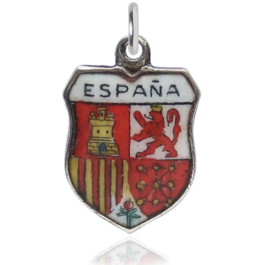 Vintage Espana Spain Travel Shield Charm | Silver Star Charms