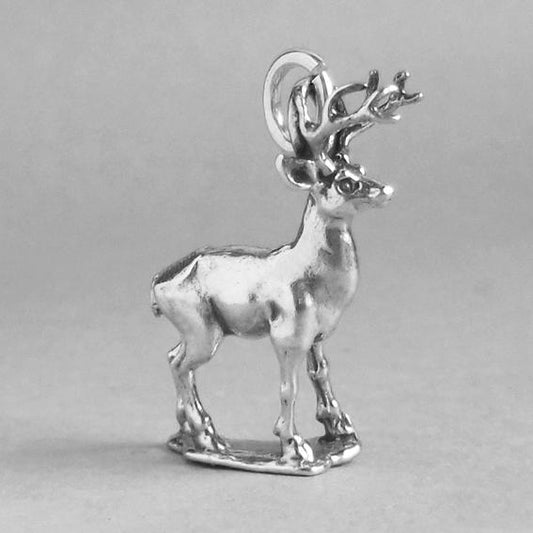 Deer stag charm sterling silver pendant