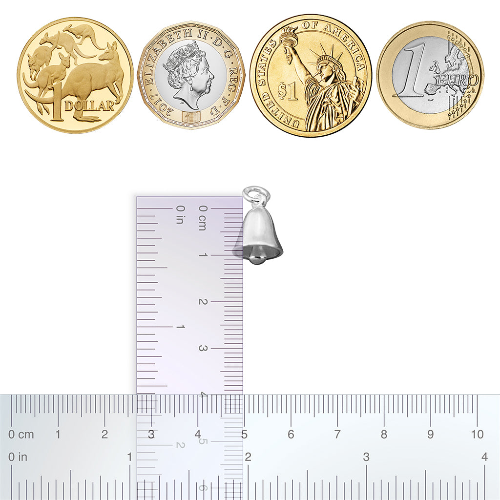 Charmarama Charms size guide with coins and ruler