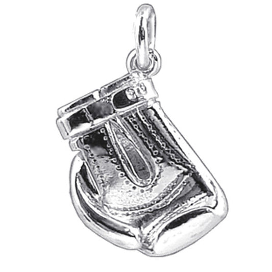 boxing glove charm in sterling silver on a white background
