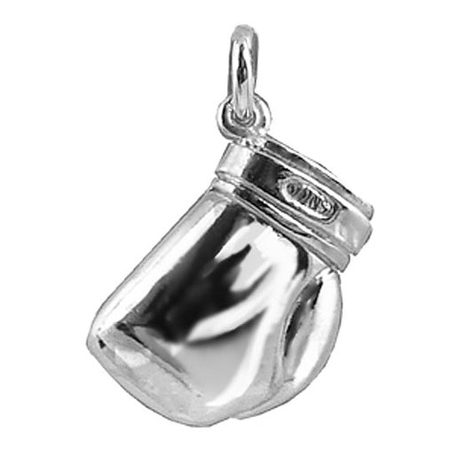 silver boxing glove pendant on a white background
