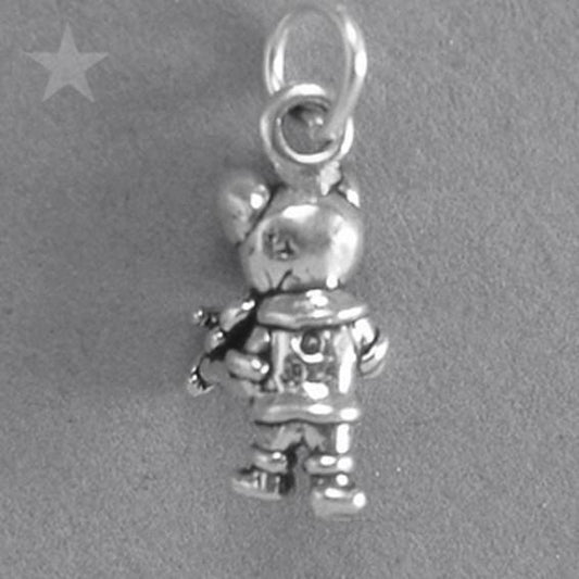 silver cat and fiddle charm back view on grey background
