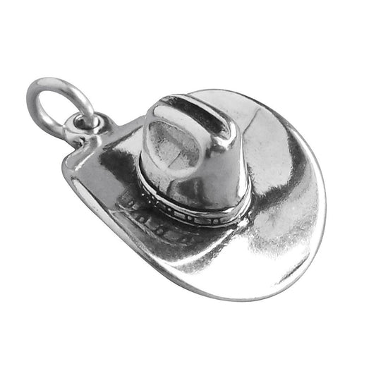 sterling silver cowboy hat charm on white background