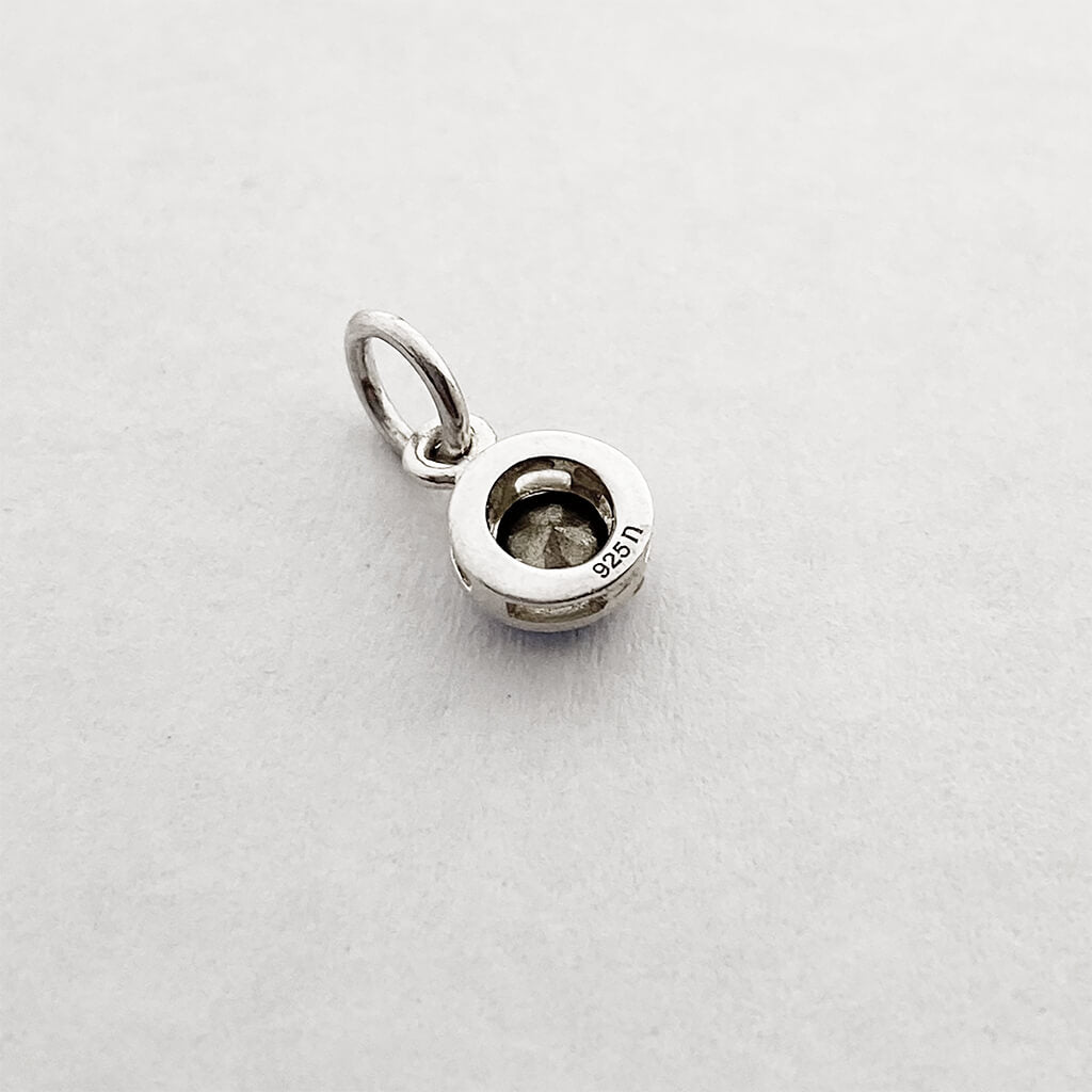 June crystal birthstone charm in sterling silver