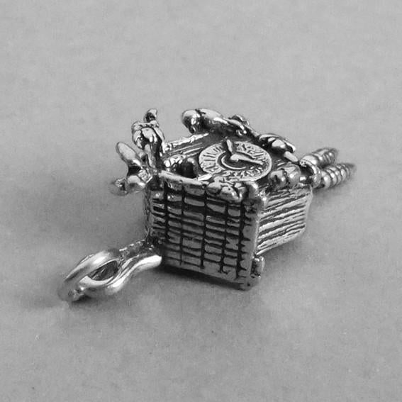 silver cuckoo clock charm roof view on grey background
