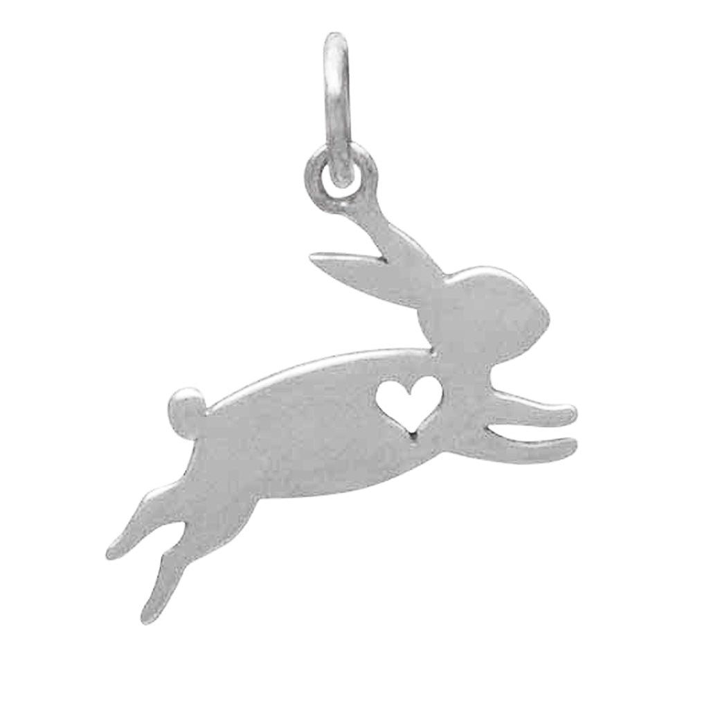 rabbit silhouette with heart charm