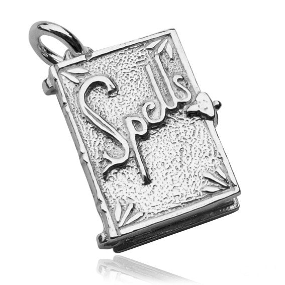 spell book charm in sterling silver