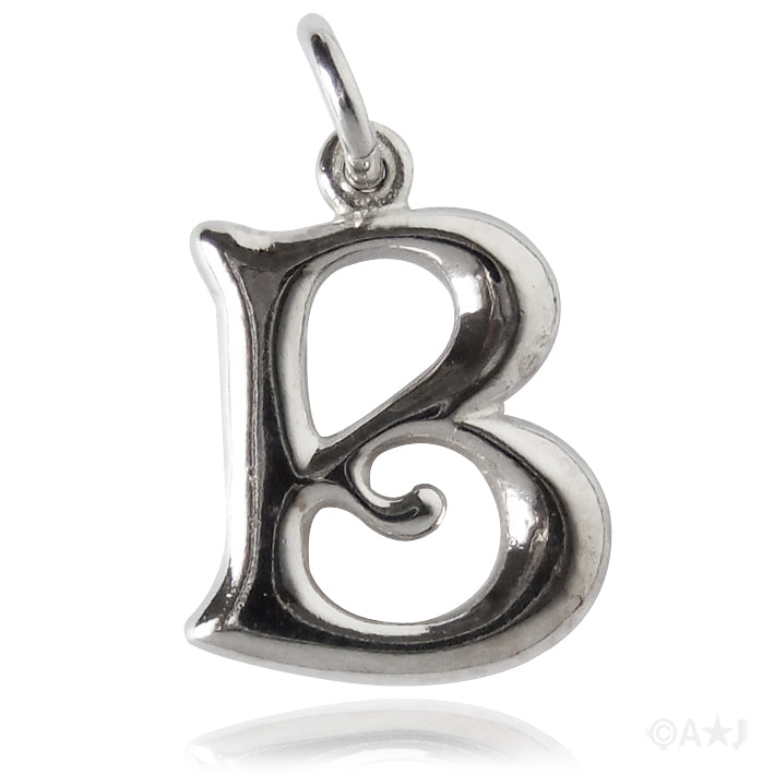 Sterling silver letter B alphabet pendant
