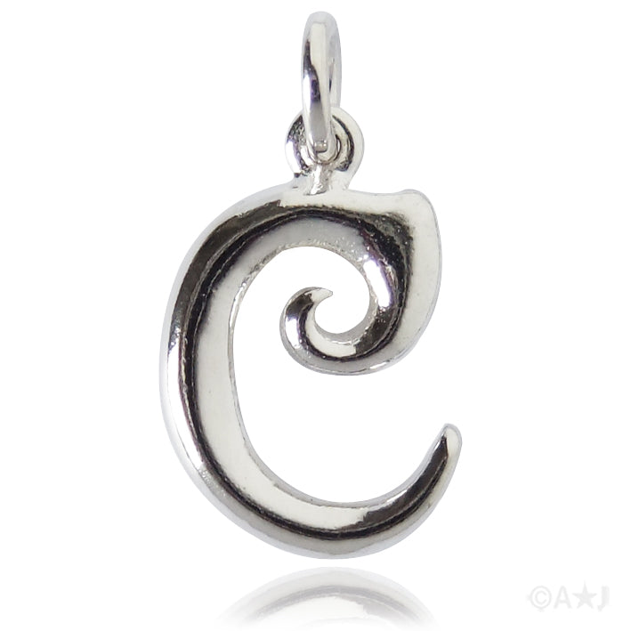Sterling silver letter C alphabet pendant