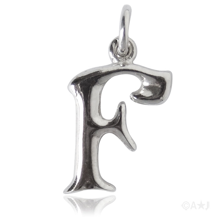 Sterling silver letter F alphabet charm pendant