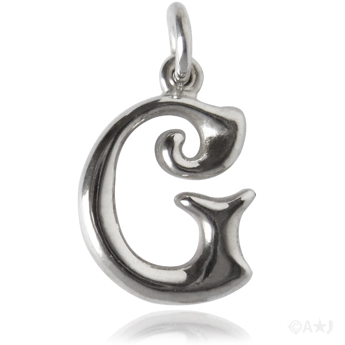 Sterling silver letter G alphabet pendant