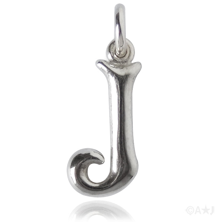 Sterling silver letter J alphabet pendant