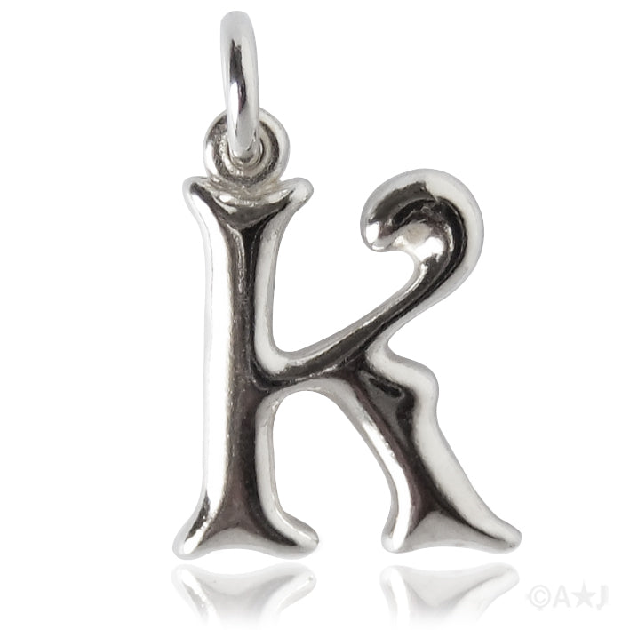 Sterling silver letter K alphabet pendant