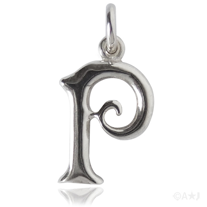 Sterling silver letter P alphabet pendant