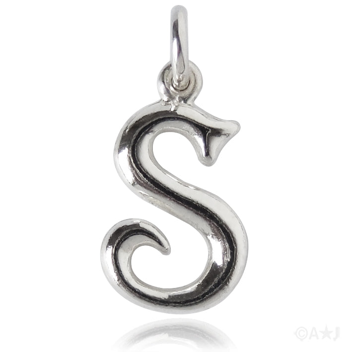 Sterling silver letter S alphabet pendant