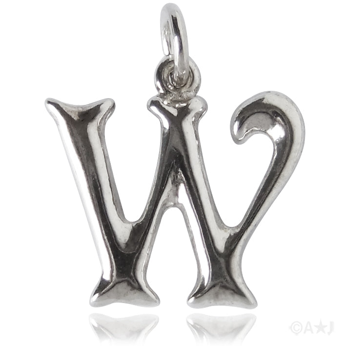 Sterling silver letter W alphabet pendant