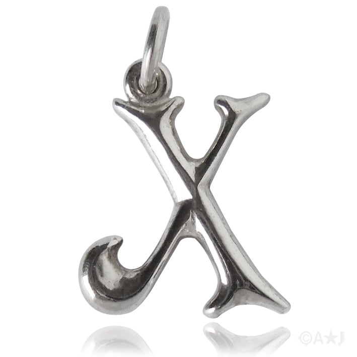 Sterling silver letter X alphabet pendant