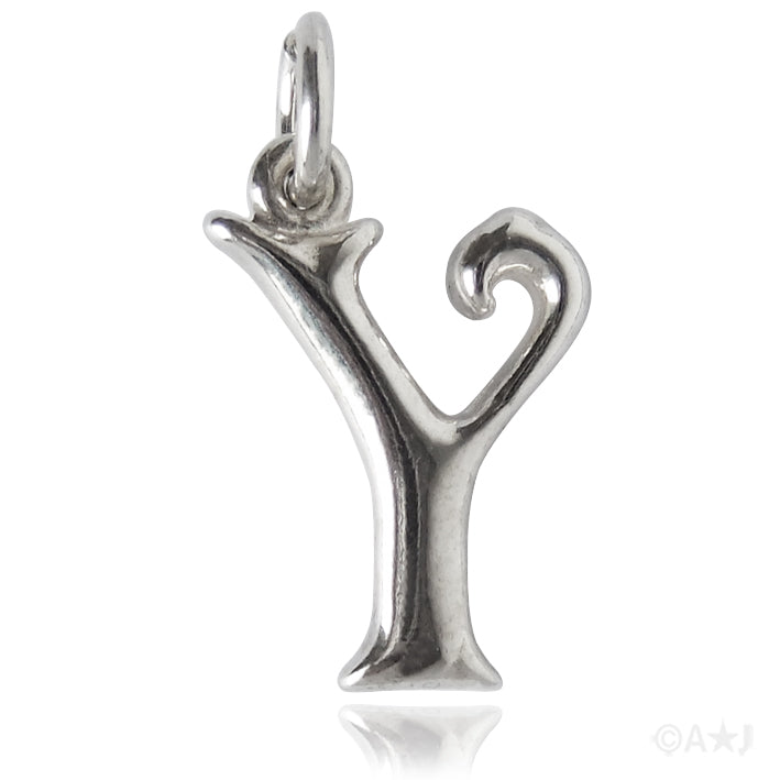 Sterling silver letter Y alphabet pendant