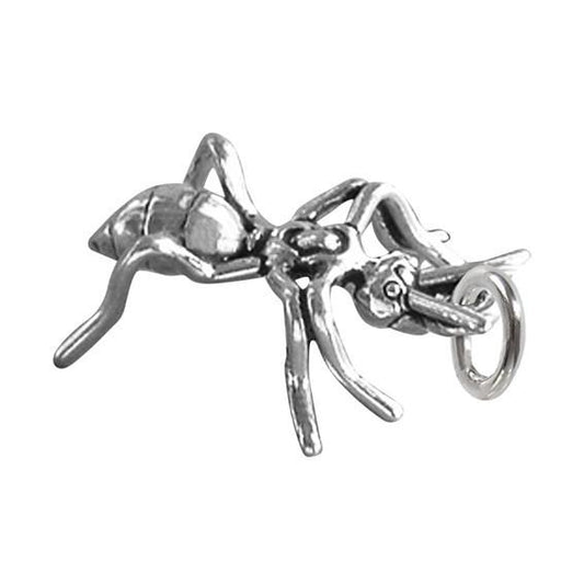 Sterling silver ant charm on white background