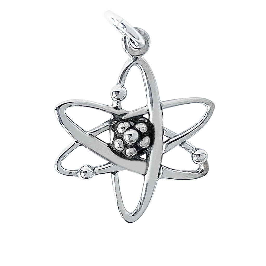 sterling silver atom charm