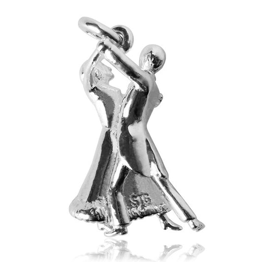 sterling silver ballroom dancers charm on white background