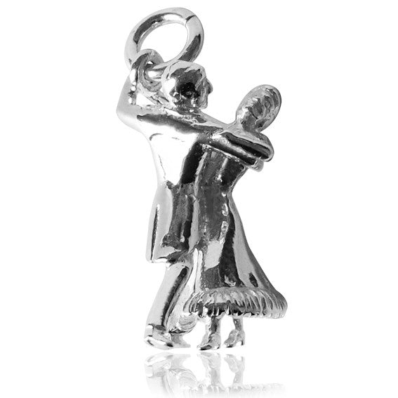 sterling silver ballroom dancing charm on a white background