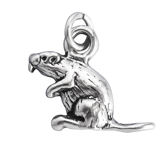 Beaver charm sterling silver on white background