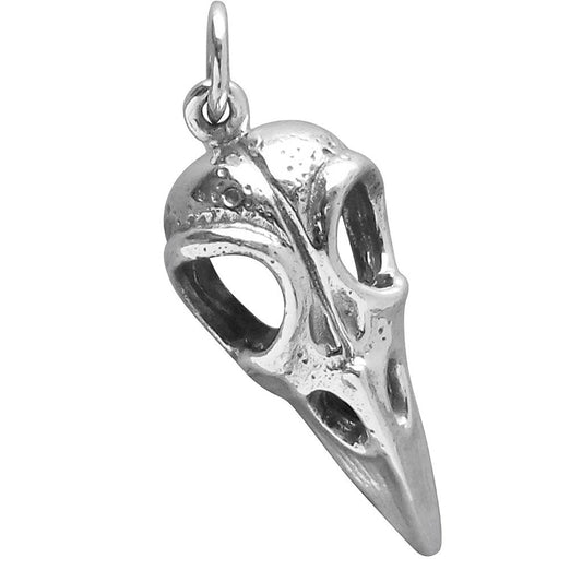 corvid bird skull charm