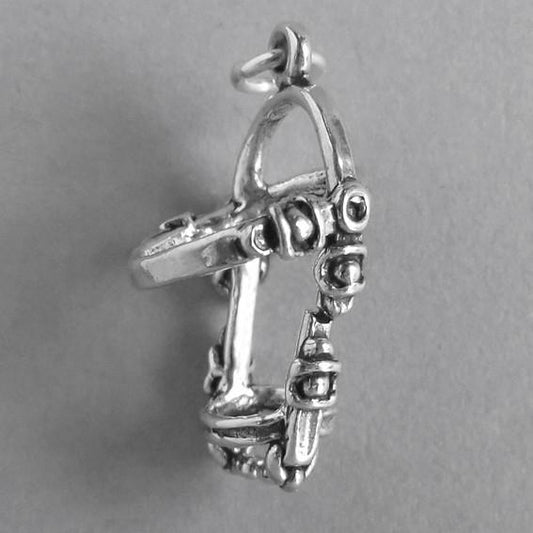 sterling silver horse bridle pendant on a white background
