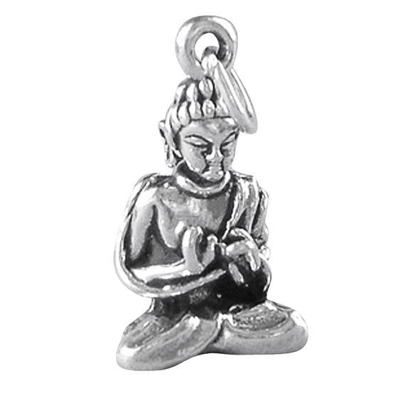 Sterling Silver Buddha Charm on white background