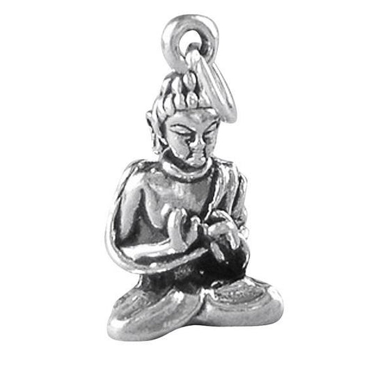 Sterling Silver Buddha Charm on white background