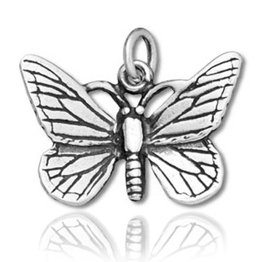 silver Butterfly charm on white background