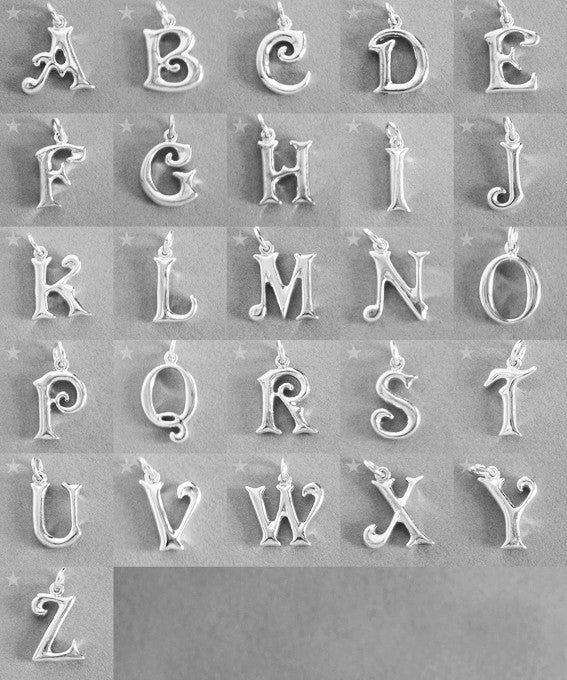 alphabet charm a-z sterling silver pendant
