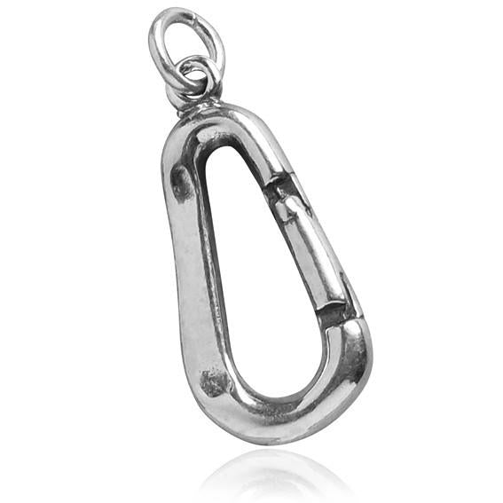 silver Carabiner Clip Charm on a white background