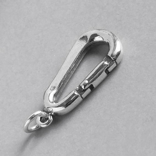 silver carabiner charm on grey background