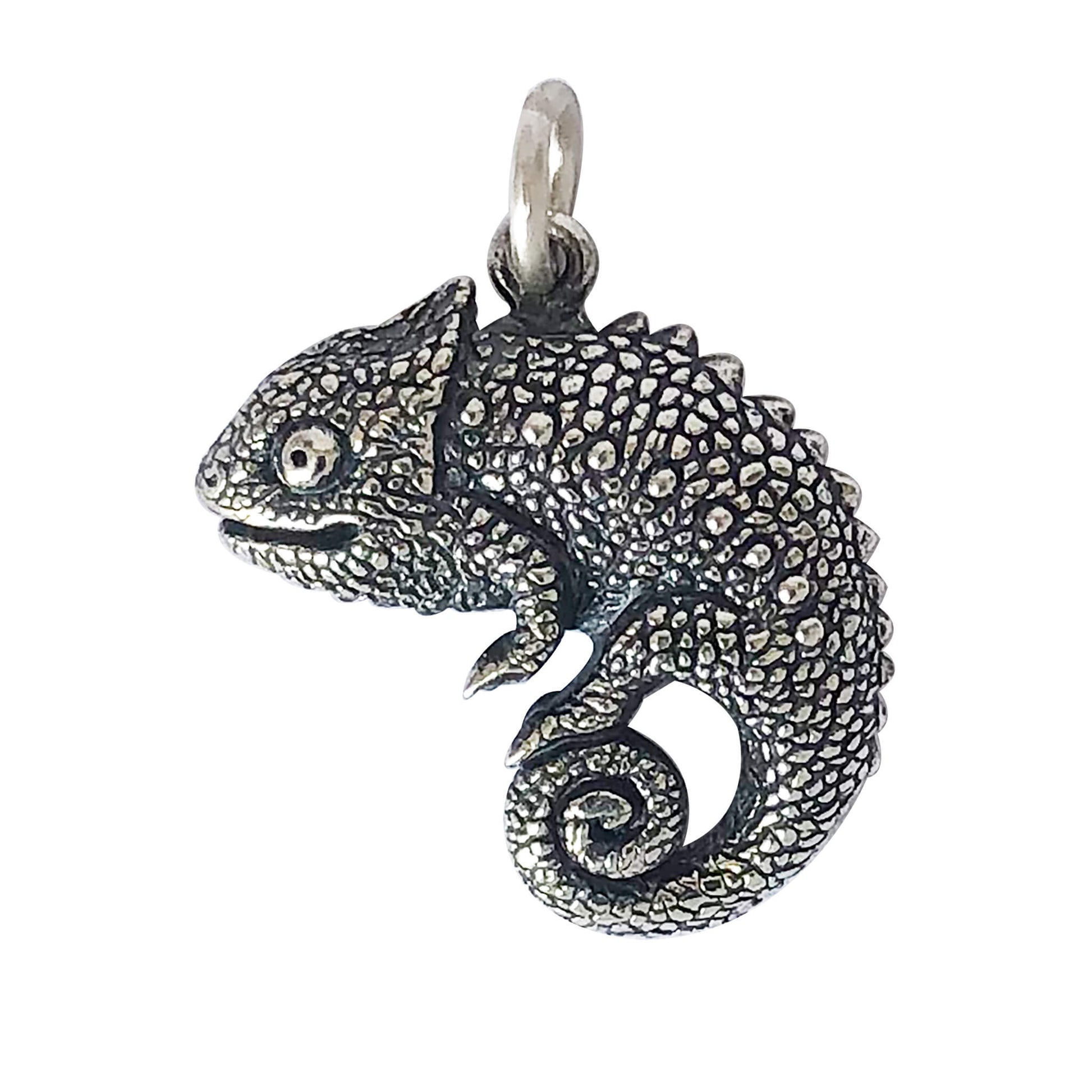 sterling silver chameleon charm