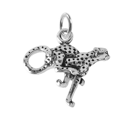 silver cheetah charm on a white background
