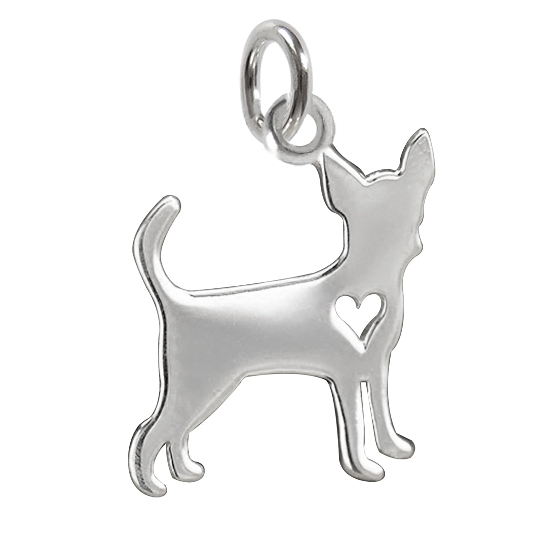 sterling silver chihuahua dog charm with heart